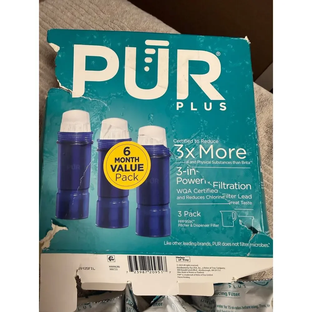 PUR Plus 3 in 1 lead reducing filter for Pitcher and water dispenser Pack of 3